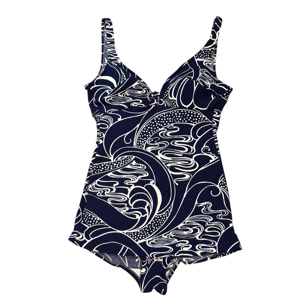 Vintage 1950s Jantzen Navy White Bri Nylon Swimsuit Large